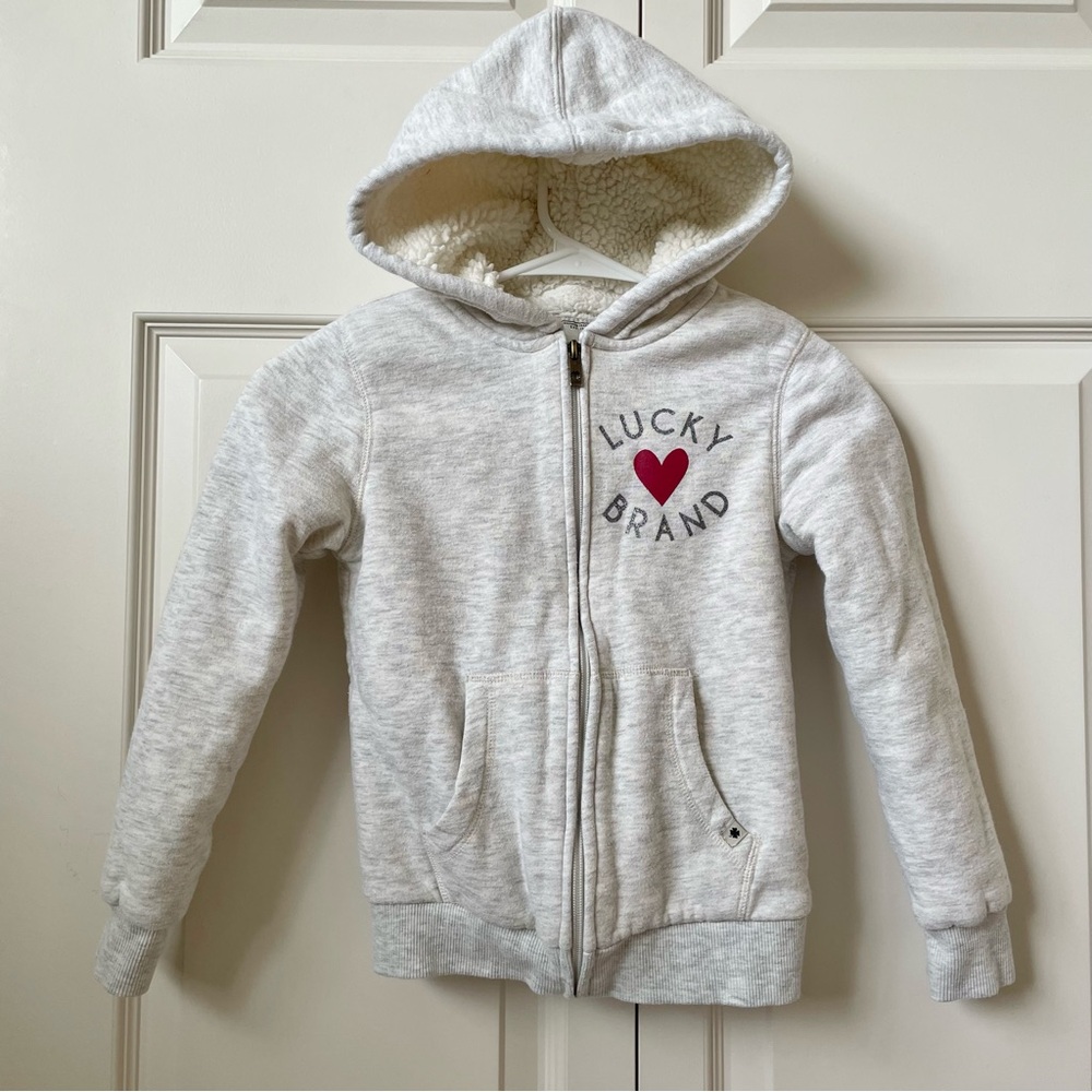 Girls Lucky Brand sherpa fleece lined zip up sweatshirt hoodie jacket  girls 7/8